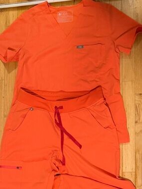 Women’s Orange Drawstring Scrub Pants